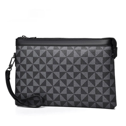 mens plaid leather portable envelope fashion youth wallet