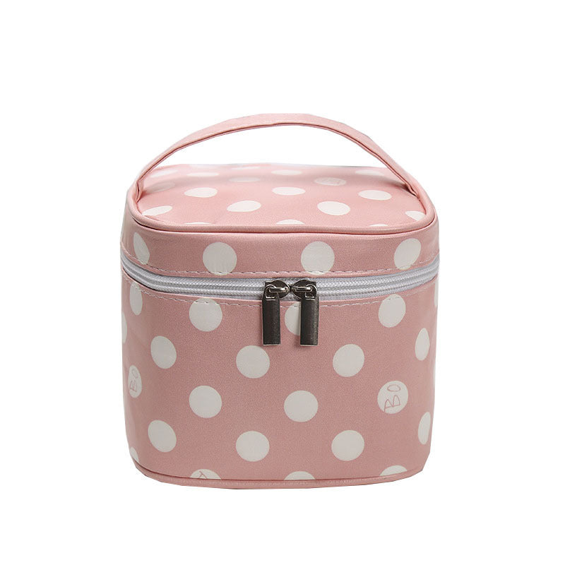 pu print portable cosmetic bag polka dot wash