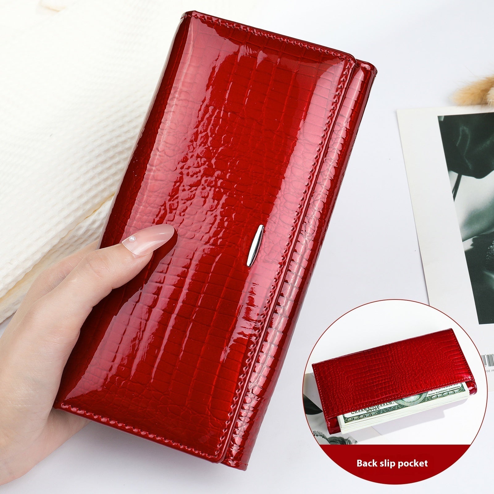 womens long genuine leather cowhide wallet