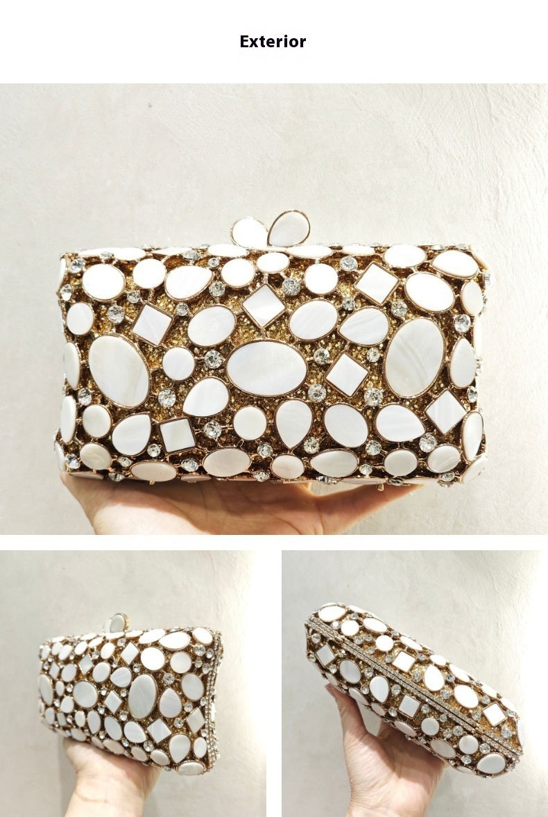 full diamond shell dinner clutch crystal hollow womens bag