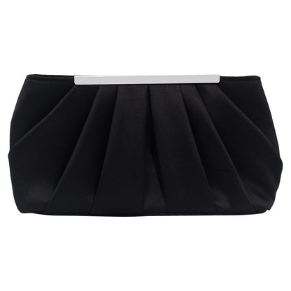 ladies pleated satin dinner clutch bag