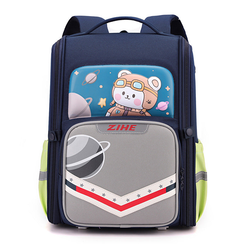 cartoon backpack for reducing burden and protecting the spine