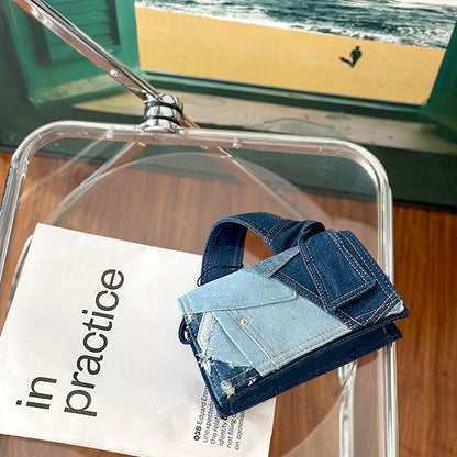 denim stitching crossbody bag women