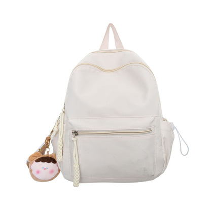 womens japanese style solid color raw backpack cute and lightweight travel