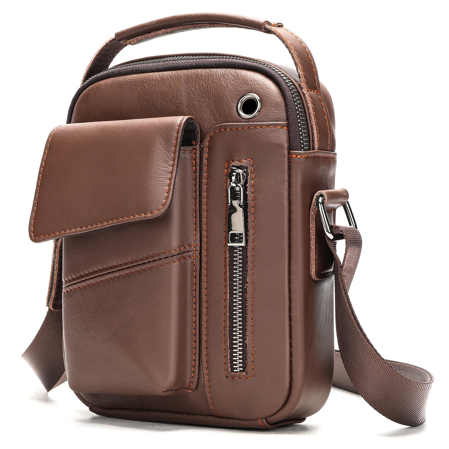 mens business minimalist leather crossbody bag