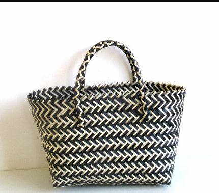 woven portable striped color matching beach fashion womens bag