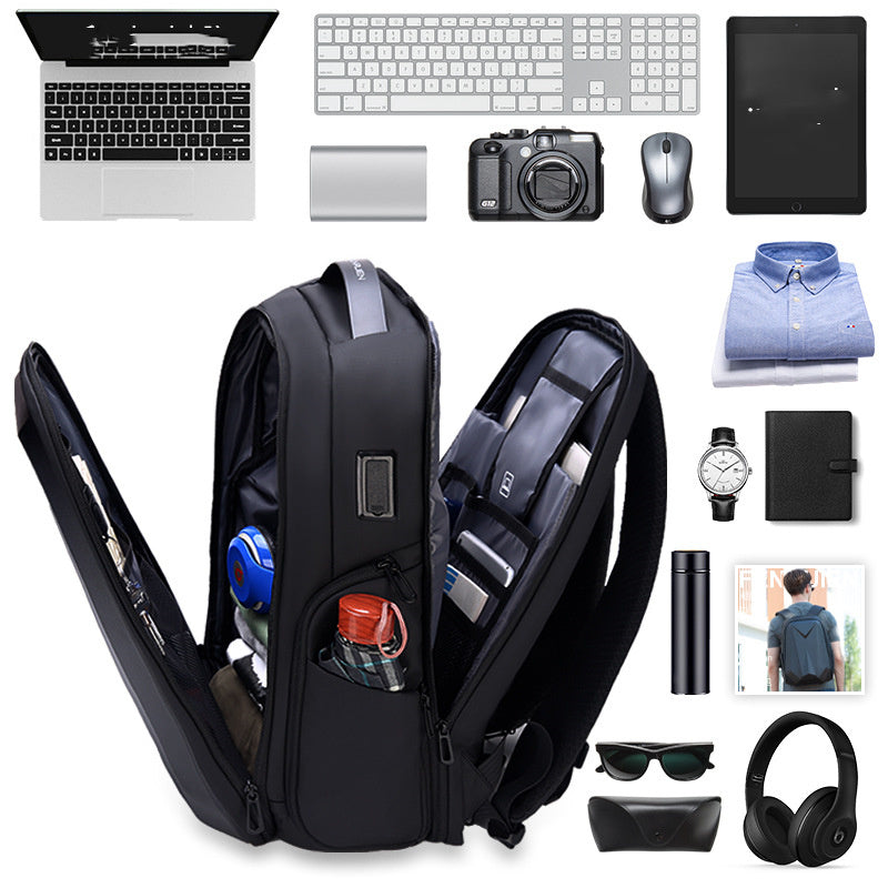 casual mens backpack large capacity hard shell business travel