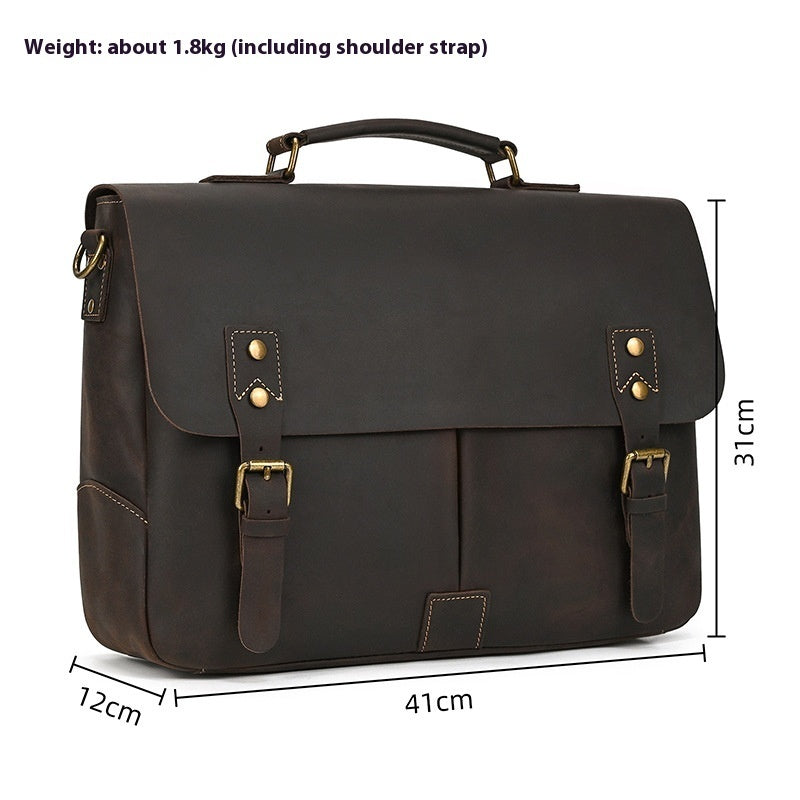 retro mens briefcase crazy horse leather