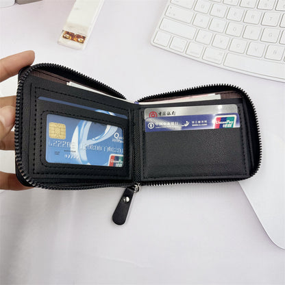 mens short horizontal zipper wallet