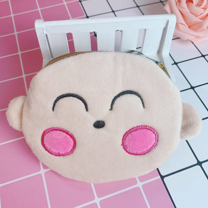 cartoon female cute student portable mini plush earphone key coin purse