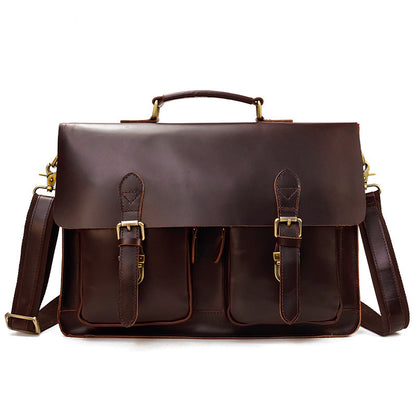mens fashion personality leather retro portable briefcase