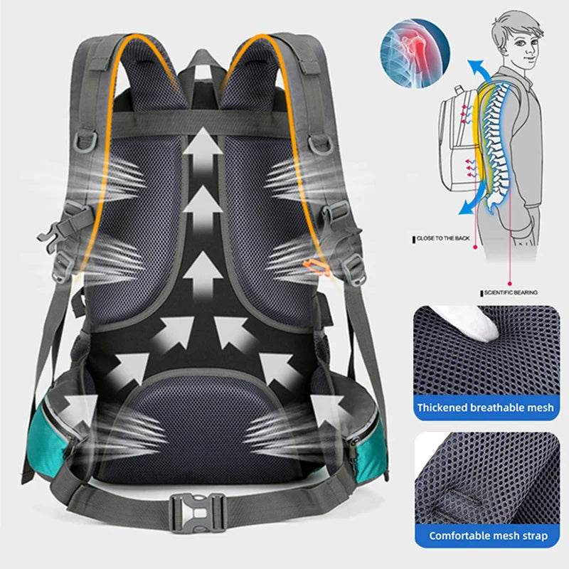 50l fishing backpack large capacity camping bags outdoor sport hiking trekking climbing travel shoulder backpacks shoes pack
