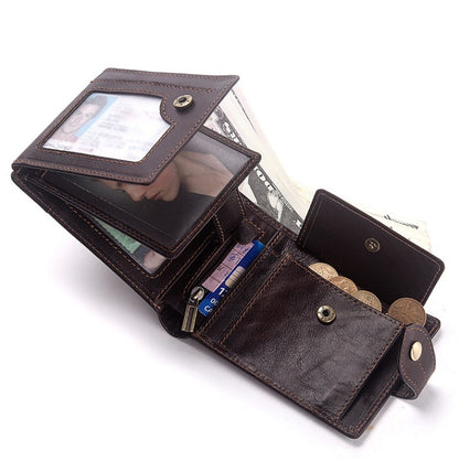 mens multi card anti magnetic real cowhide wallet