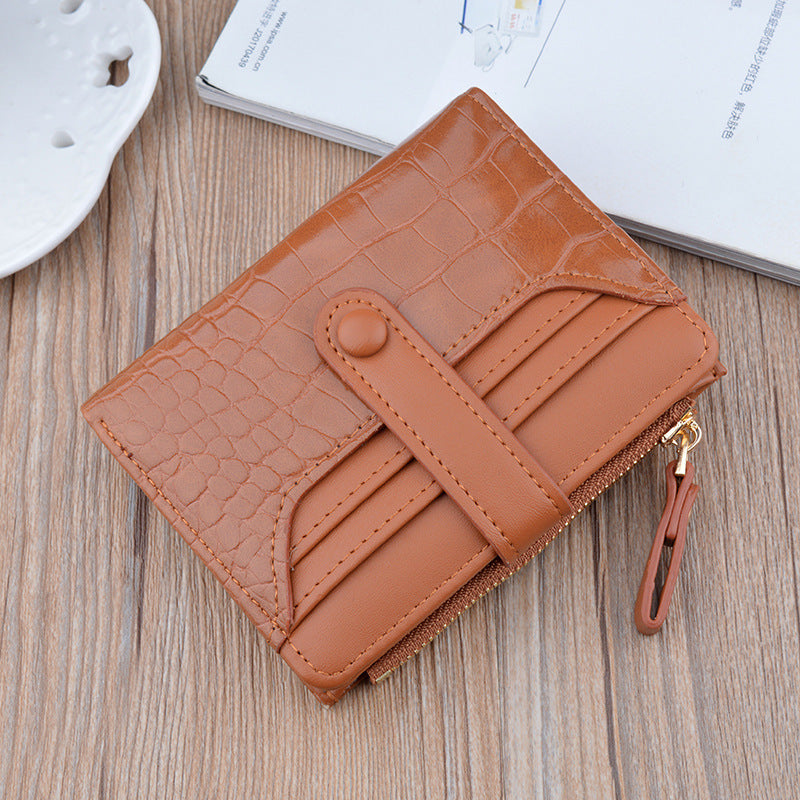 fashion zipper hasp leather wallet card holder