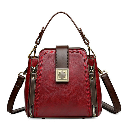 womens retro easy matching soft leather textured handbag shoulder crossbody