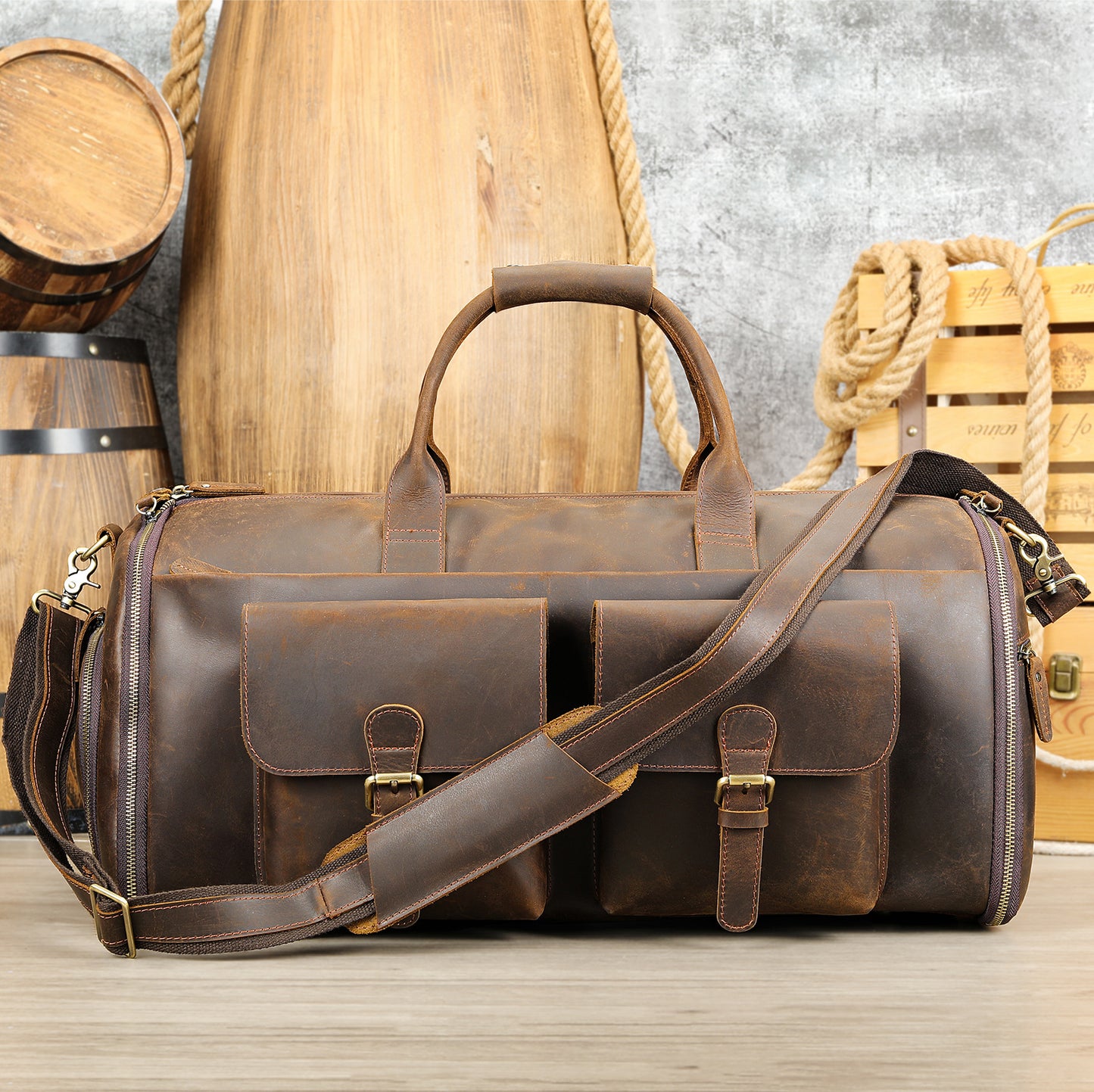 leather handheld portable travel bag