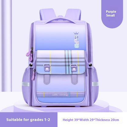Plaid Schoolbag Grade Spine Protection Student Backpack