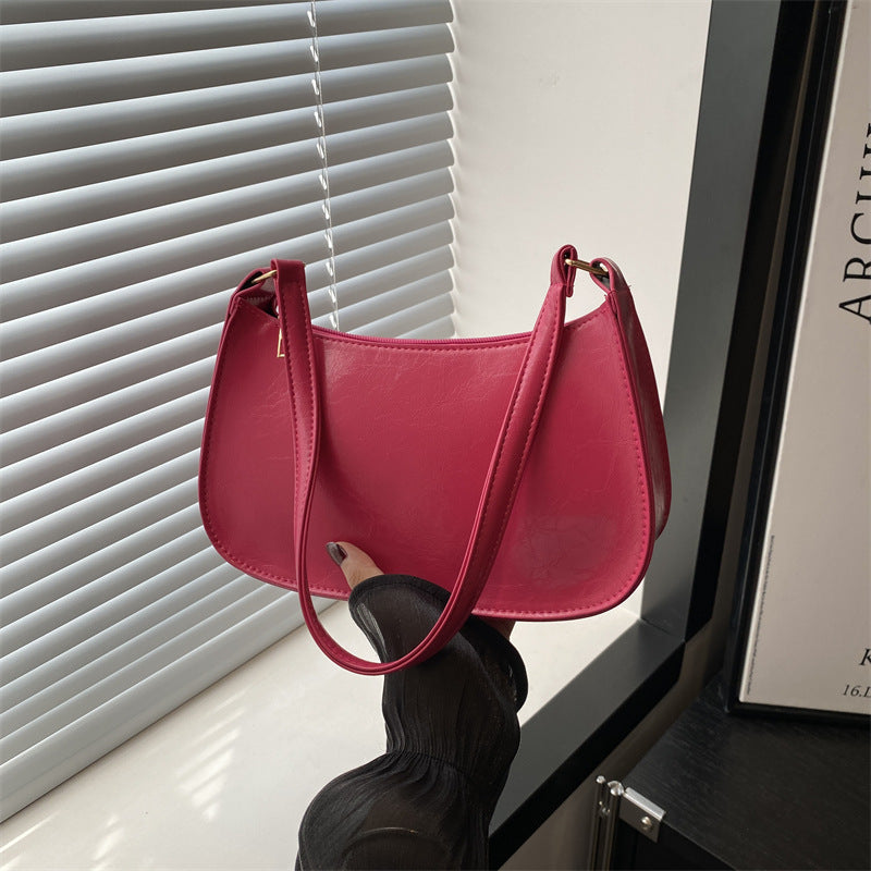 fashion underarm bag retro simple textured one shoulder bag