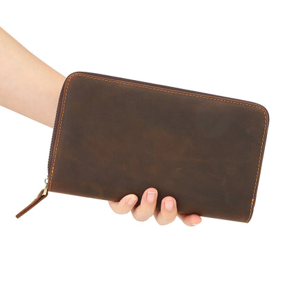 cowhide grab bag with large capacity retro and simple mens long style