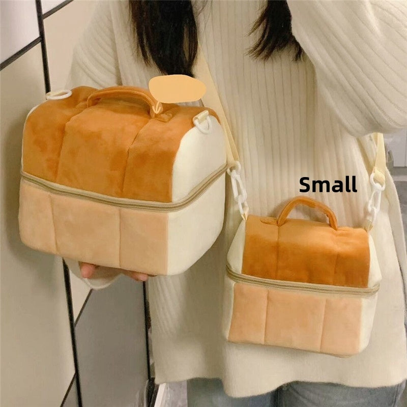 cute toast bread cosmetic bag large capacity ins style good looking portable storage bag portable cross body camera bag