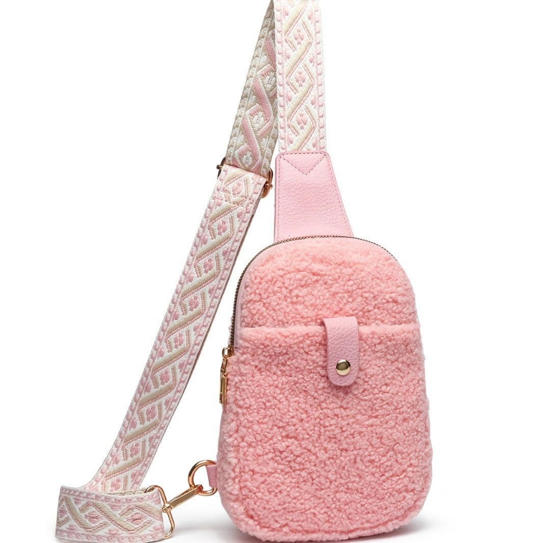 ethnic style shoulder strap crossbody casual fur bag