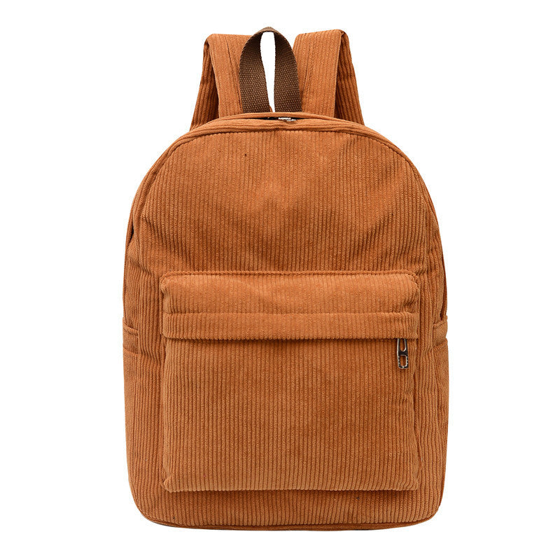 large capacity multi purpose college style new corduroy front pocket unisex backpack