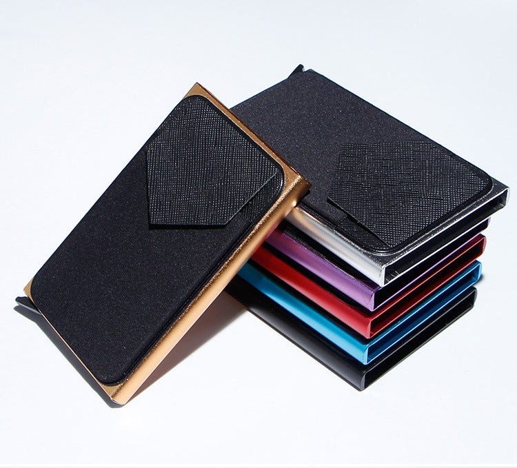 metal card strap lycra cloth anti theft swiping aluminum alloy credit card box business card case multi card holder