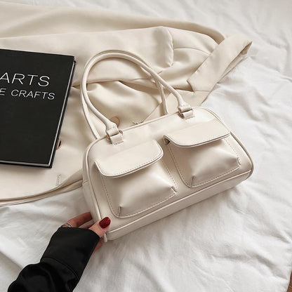 multi pocket design shoulder bag fashion versatile square handbags women underarm bags