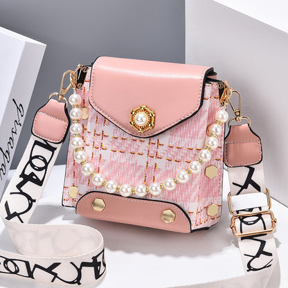 fashion womens crossbody bag girls cute princess wallet classic shoulder bag summer pearl chain phone bag