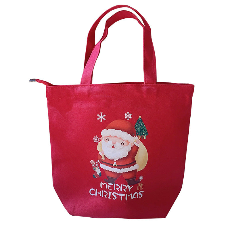 minimally handheld christmas printed canvas bag