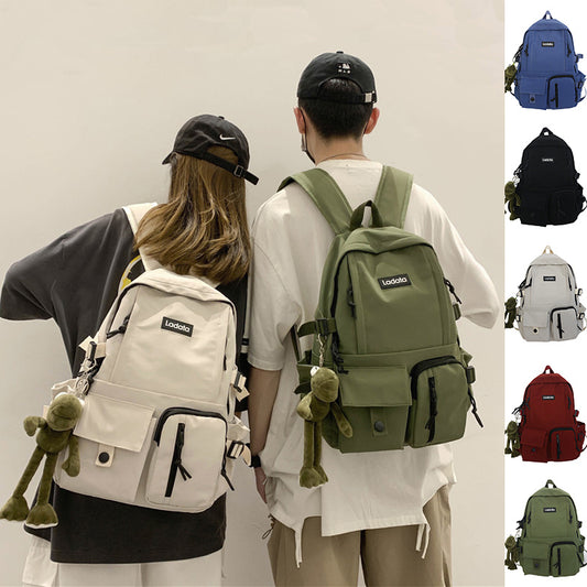 simple multi pocket backpack students anti theft junior high school college schoolbag casual large capacity computer bags