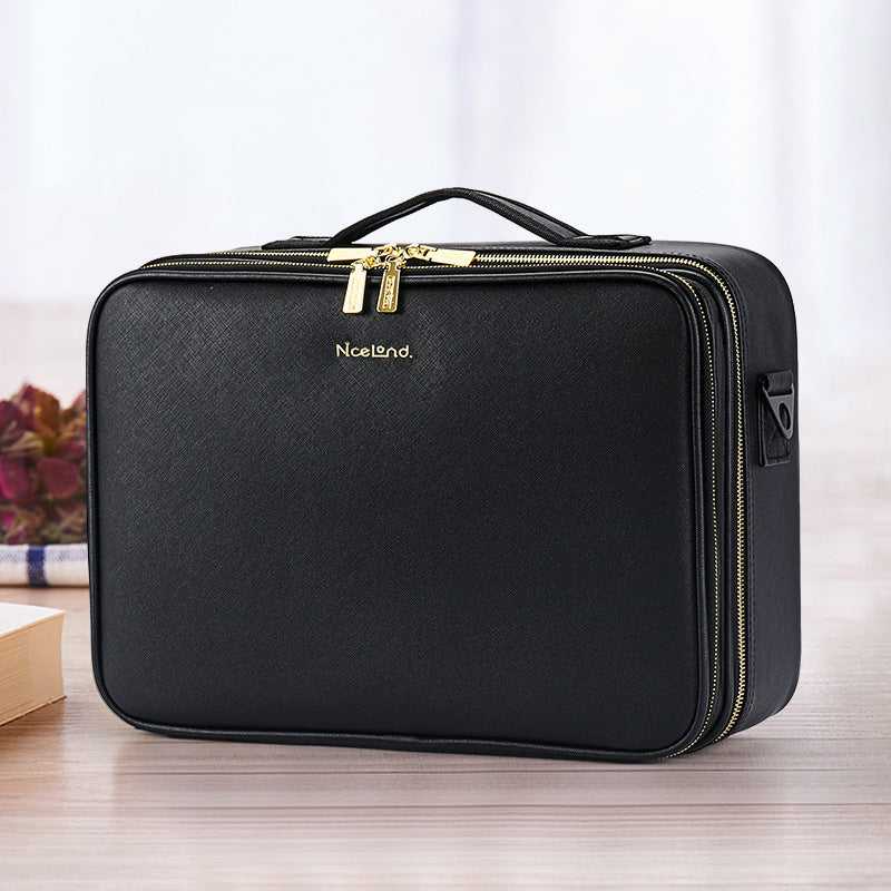 large capacity leather cosmetic bag portable makeup artist makeup storage bag