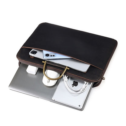 crazy horse leather mens business handbag genuine leather computer bag
