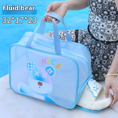 dry wet separation double layer transparent pu cosmetic bag portable wash bag