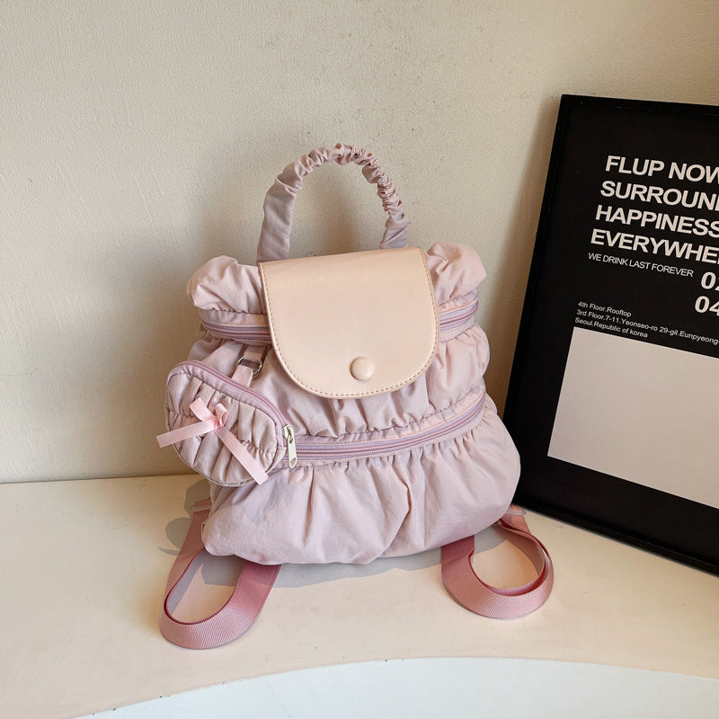 womens fashionable pleated backpack