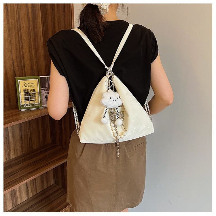 niche commuter pearl chain one shoulder bag womens all match shoulder tote bag