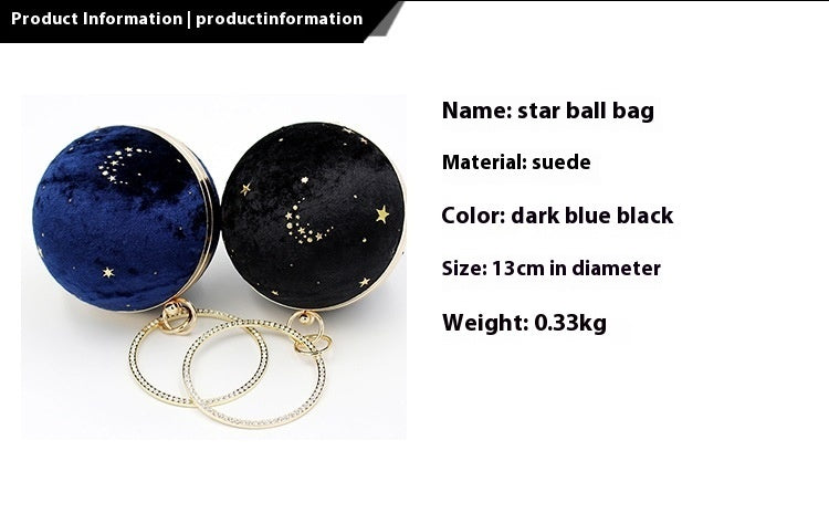 fashion temperament starry sky ball bag suede dinner bag evening party