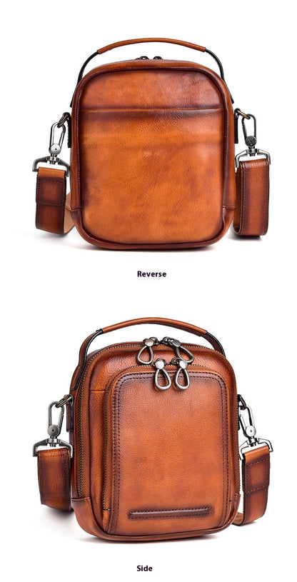 cowhide retro casual mens messenger bag