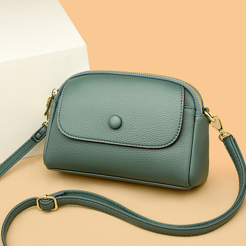 lightweight soft leather one shoulder crossbody bag