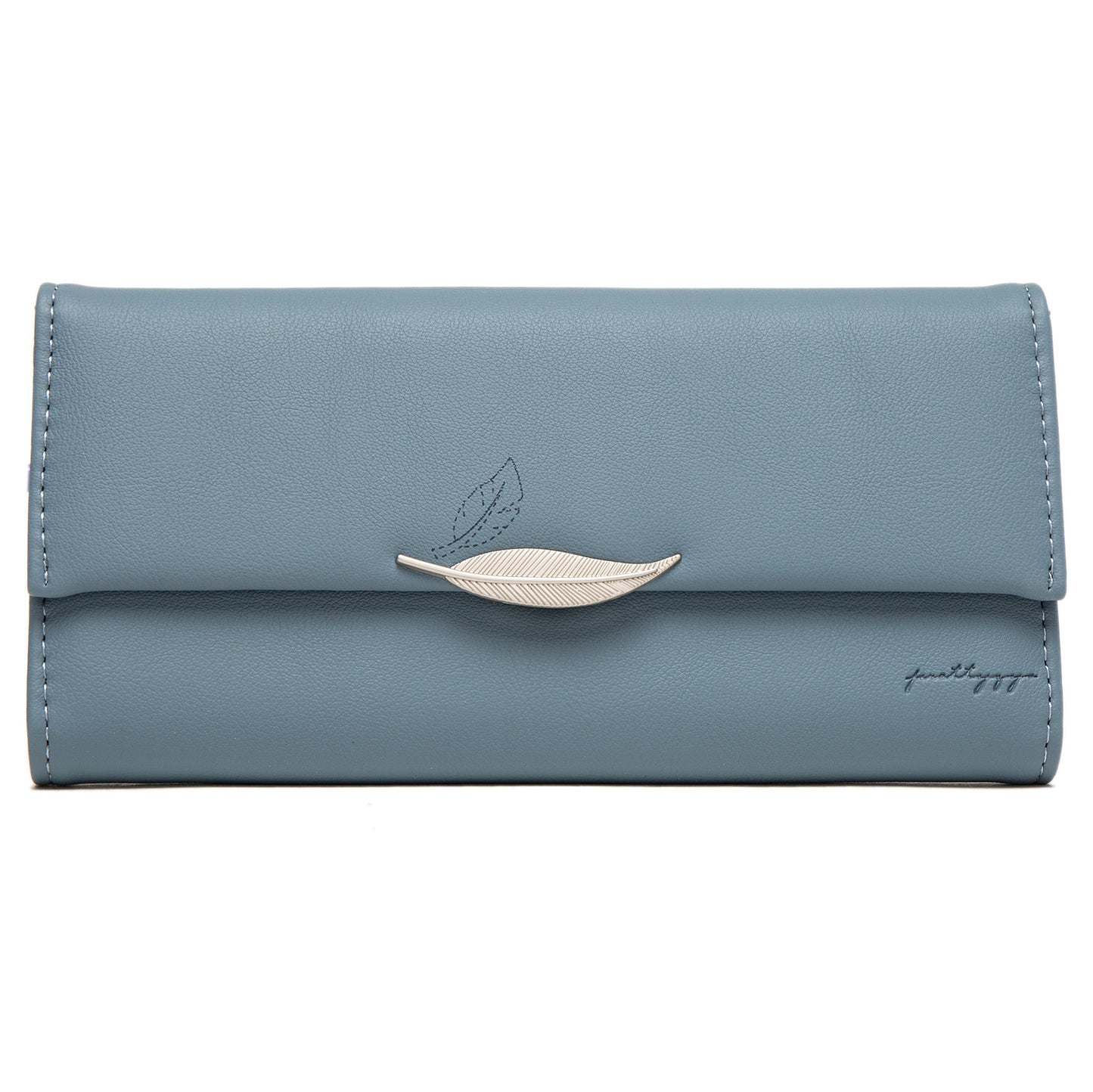 hipster style leaf buckle simple long wallet ladies