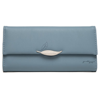 hipster style leaf buckle simple long wallet ladies