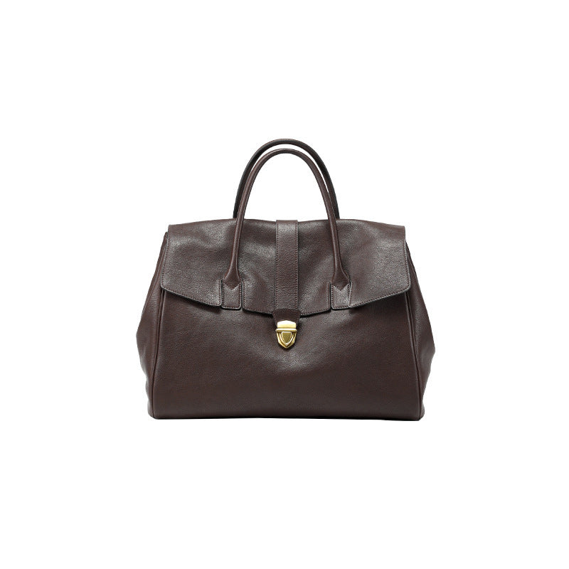 womens genuine leather retro large capacity commuter first layer vegetable tanned bag