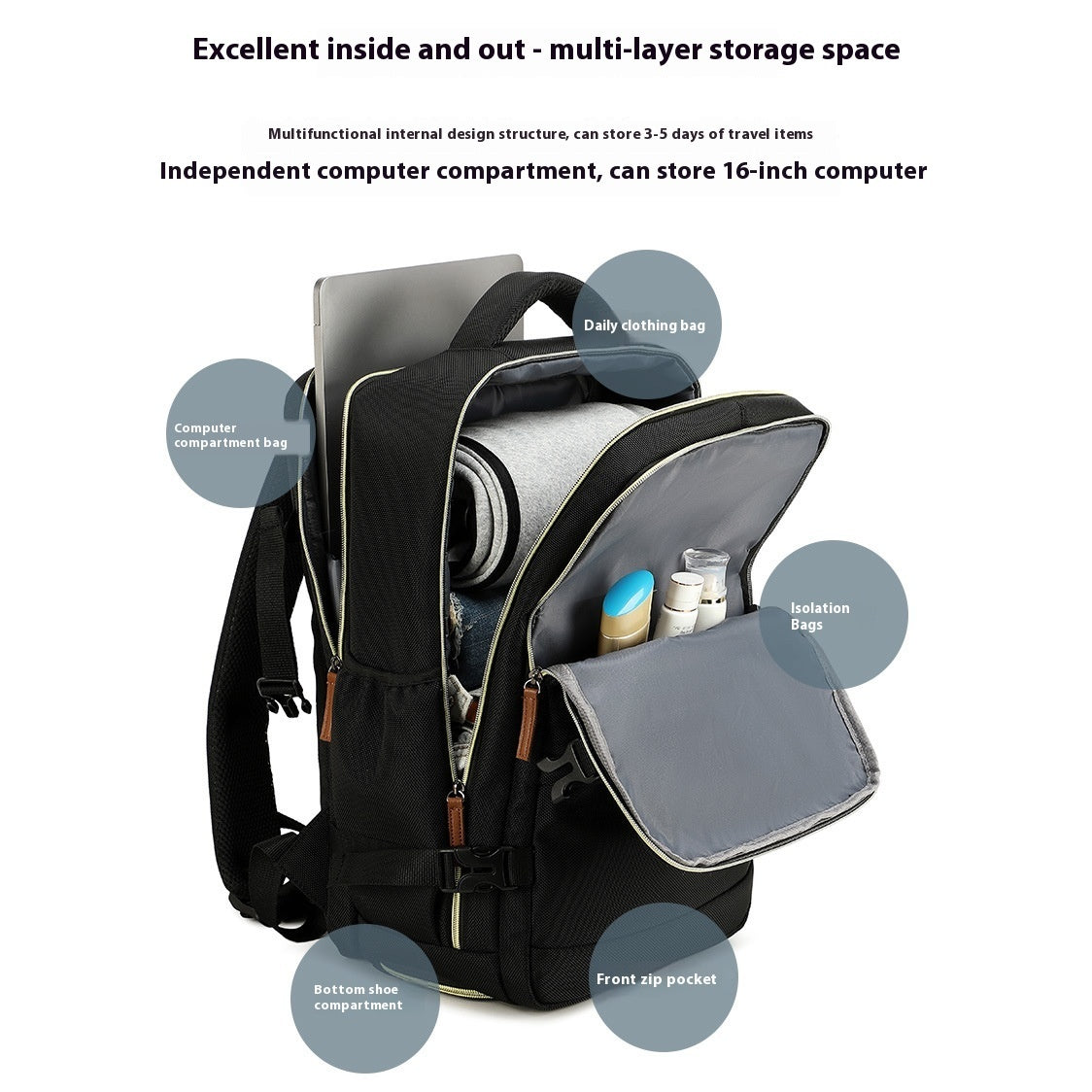 large capacity mens backpack lightweight short trip