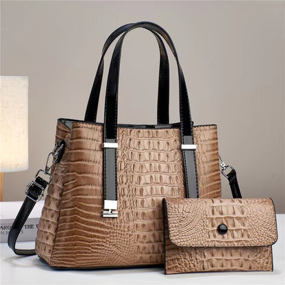 womens fashion crocodile pattern large capacity combination bags