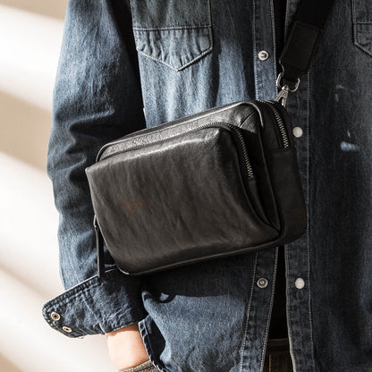 large capacity shoulder bag made of cowhide