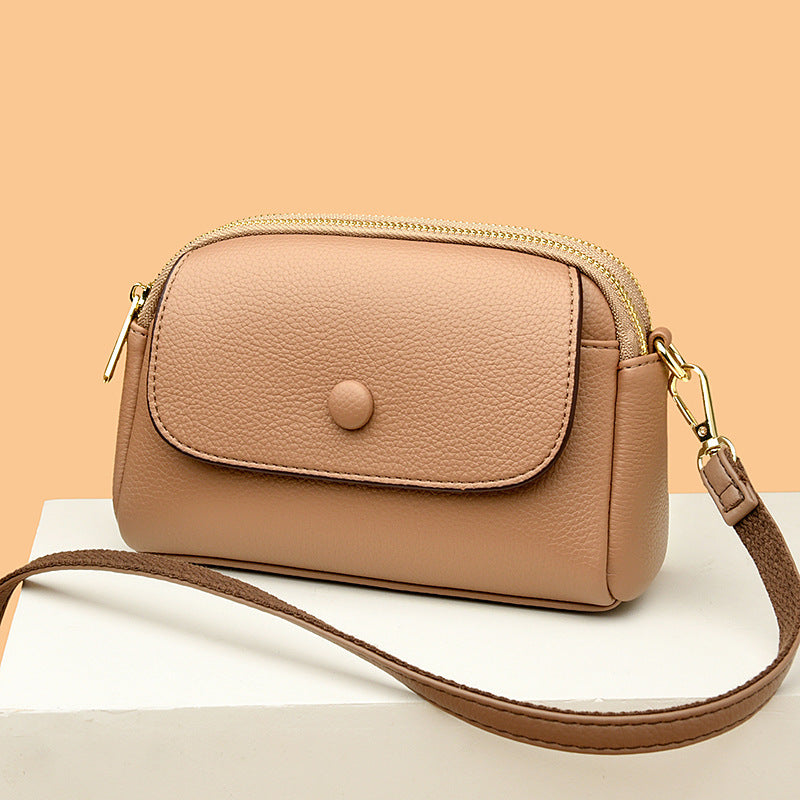 lightweight soft leather one shoulder crossbody bag