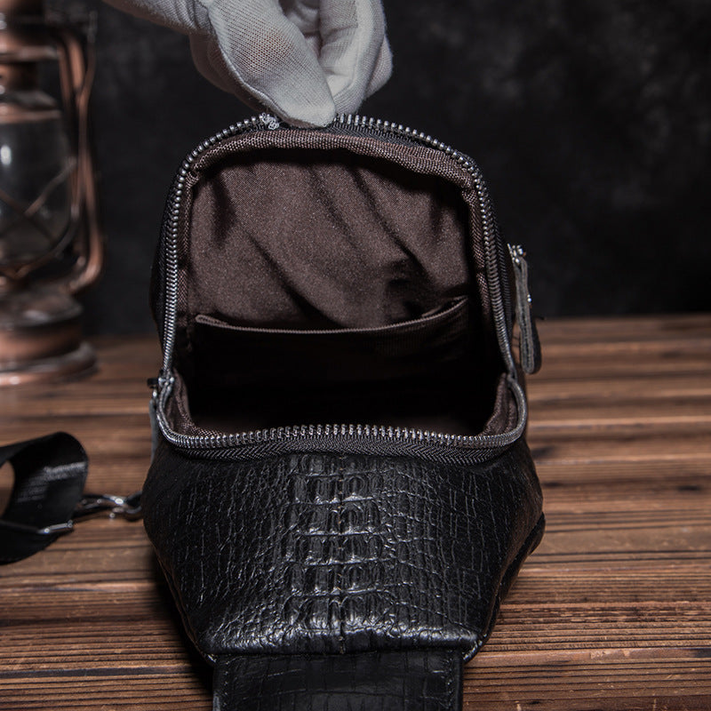 mens simple retro first layer cowhide messenger bag