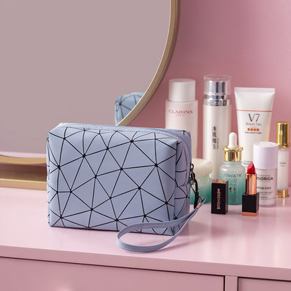 diamond triangle wash bag pu cosmetic bag