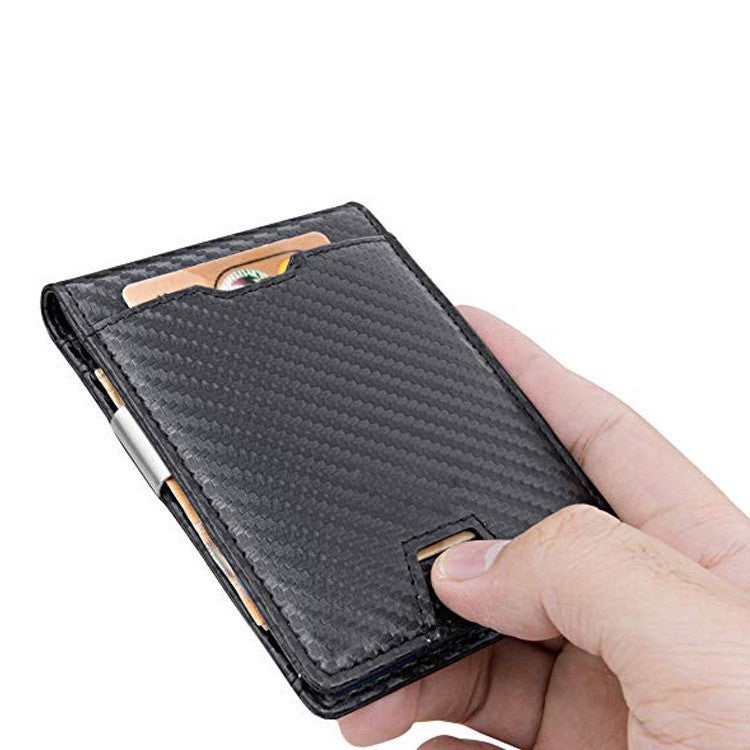 mens card holder fiber leather money clip wallet