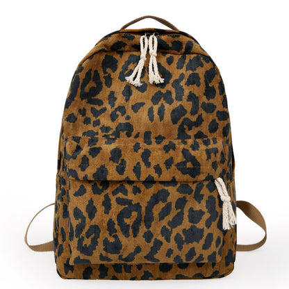 new trendy korean version of leopard print backpack portable large capacity student school bag